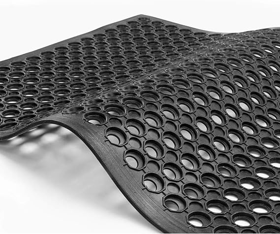 Commercial Rubber Floor Mat 150 x 90 cm, Heavy Duty Anti-Slip Outdoor Entrance Mat, Black