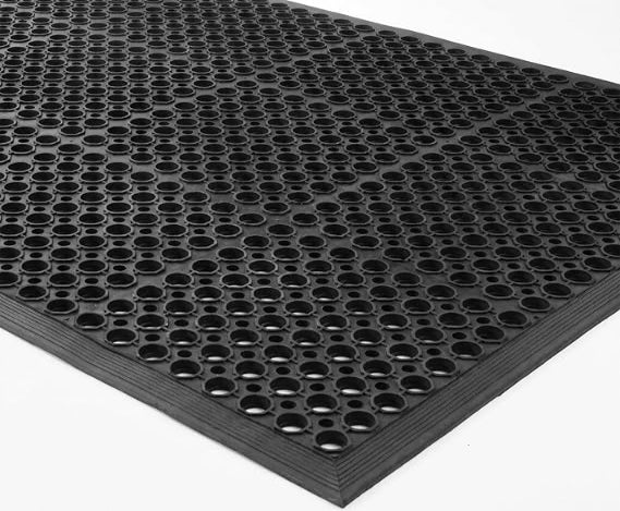 Commercial Rubber Floor Mat 150 x 90 cm, Heavy Duty Anti-Slip Outdoor Entrance Mat, Black