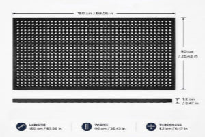 Commercial Rubber Floor Mat 150 x 90 cm, Heavy Duty Anti-Slip Outdoor Entrance Mat, Black